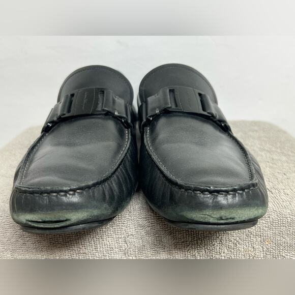 Salvatore Ferragamo Sardegna Driver Loafers Men Black Leather Shoes Size 13 D - Picture 6 of 11